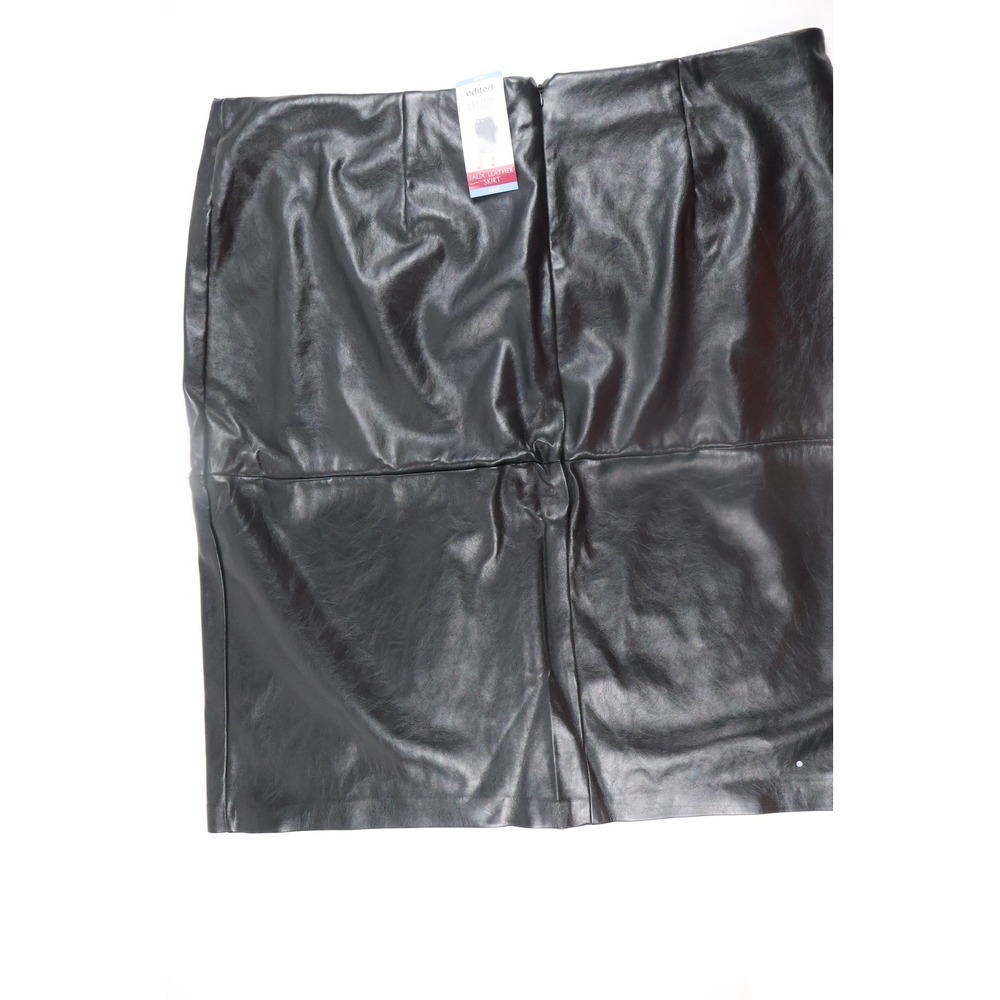 Edited x Hunter McGrady Womens Skirt Faux Leather Black Solid 28W NWT